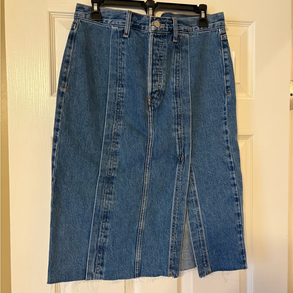 Etica Sigrid Split Denim Skirt in Medium Wash
